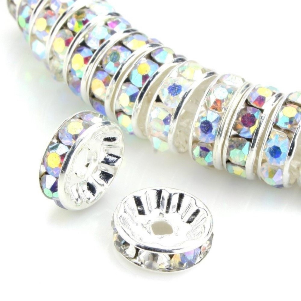 Top Quality Rhinestone Rondelle Spacer Beads of 3mm 4mm 5mm 6mm