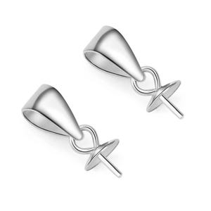 May include: Two silver-toned pendant bails with a loop and a small, round, flat base with a pin.