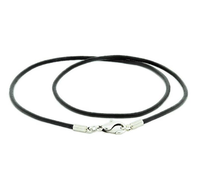 1pc x 20 Black Leather 2mm Necklace with Sterling Silver Lobster Clasp #SS220
