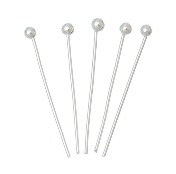 200pcs Gold Ball Head Pins 30mm Wire Head Pins 24 Gauge Brass Head Pins for DIY Craft Jewelry Making, Silver