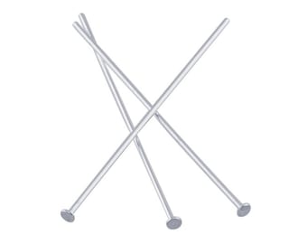 Pick 20pcs/50pcs Real 925 Sterling Silver Flat Head Pin Headpin 18mm 25mm 30mm 35mm 38mm 50mm for Craft Jewelry Making (Wire 0.5mm/24 Gauge)