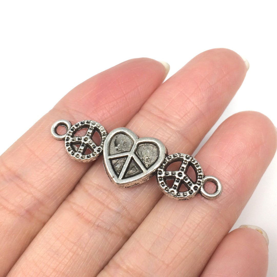 10 X Love & Peace Charms Connectors 30x12mm Antique Silver Tone One Sided Connectors MCZ489 - Etsy 10 X Love & Peace Charms Connectors 30x12mm Antique Silver Tone One Sided Connectors MCZ489 - Etsy