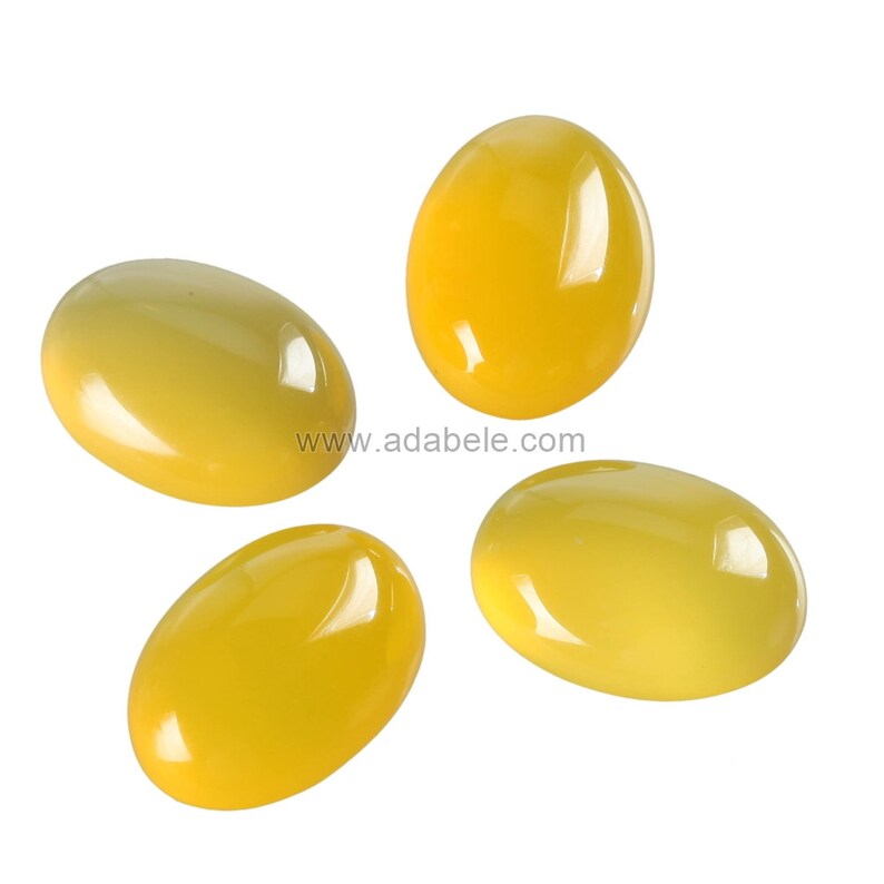 2pcs AAA Natural Yellow Agate Translucent Oval Cabochon Arc Bottom Gemstone beads 18x13mm or 0.71x0.51 #GO36