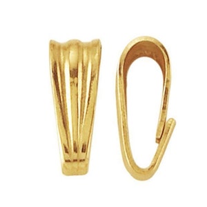 Pick 10pcs Real Yellow Gold Plated 925 Sterling Silver Pendant Clasp Bail Snap On Connector for Necklace Charm Gemstone Pearl Jewelry Making