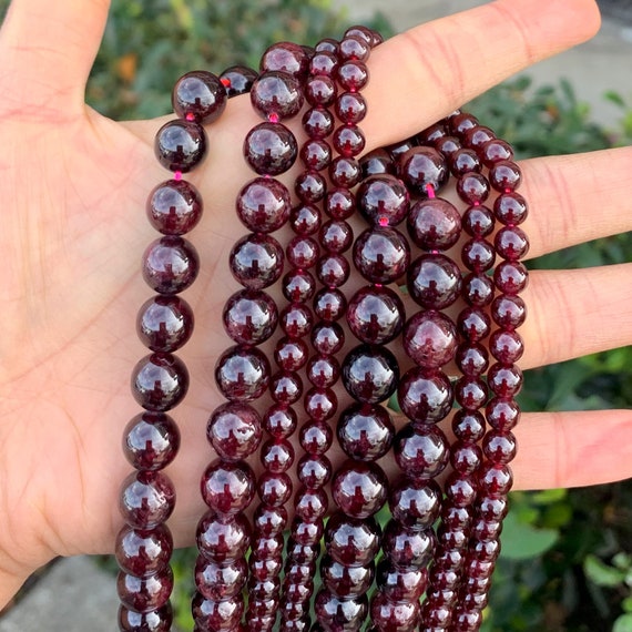 Natural 8mm Garnet Gemstone Beads Round Loose Gemstone Beads for Jewelry  Making Strand 15 Inch