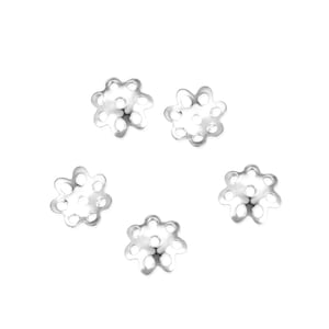 Pick 20pcs/50pcs Real 925 Sterling Silver 6mm 8mm Flower Bead Cap End Caps for Crystal Gemstone Pearl Glass Wood DIY Craft Jewelry Making