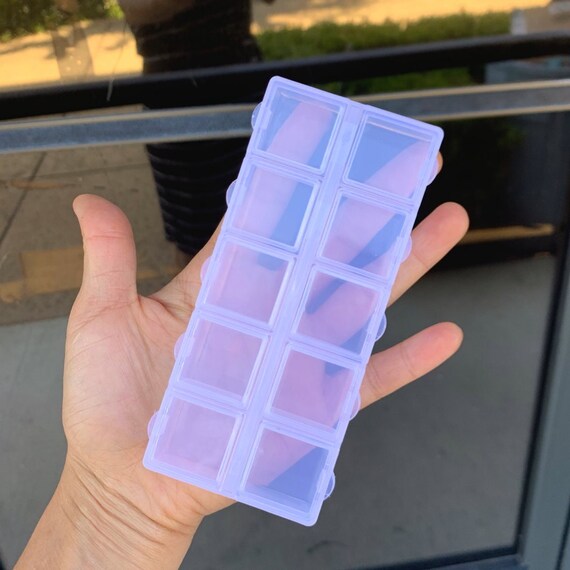2pcs Clear Rectangle Plastic Storage Case 10 Slots per Organizer Vitamine  Medicine Pill Container Jewelry Bead Findings Storage Box 