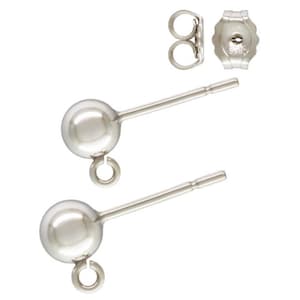 Pick 5 Pairs 925 Sterling Silver Earring Posts 3mm 4mm 5mm Ball Open Rings 10pcs Earring Backs for DIY Dangle Stud Earrings Jewelry Making