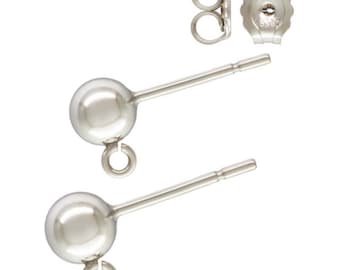 May include: Two silver ball earring posts with a loop on the bottom of each ball. The earring posts are designed to be used with a separate earring back.