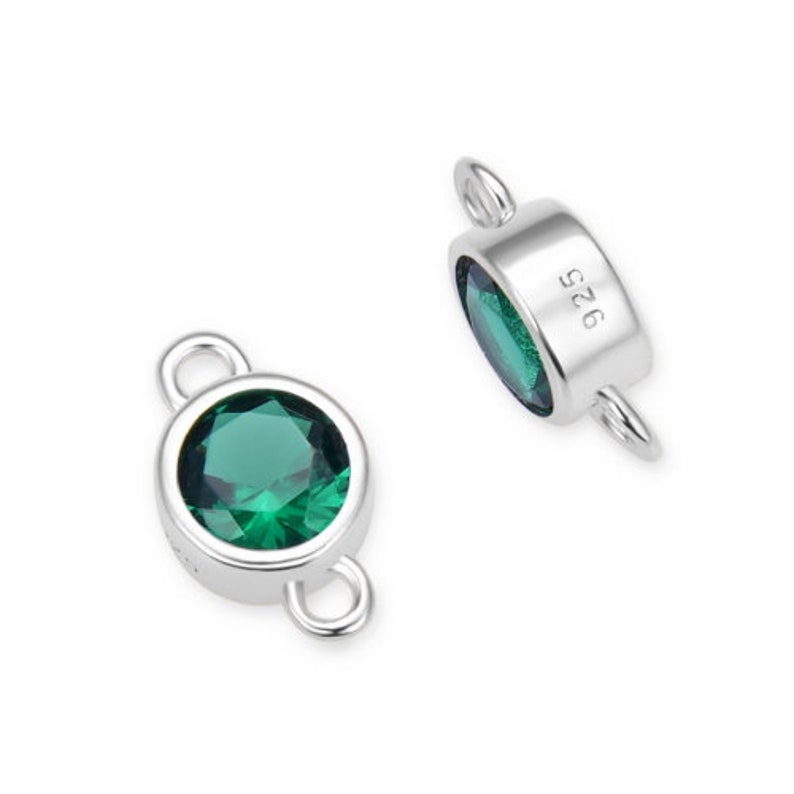 Pick 2pc Authentic 925 Sterling Silver Birthstone Link 4mm Small Tiny Cubic Zirconia Gemstone Charm Connector Women Girl Men Jewelry Making image 9