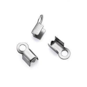 100pcs/300pc 304 Grade Stainless Steel Hypoallergenic 9mm Tube Fold Over Cord End Crimp Tips Terminator Stopper Connector for Jewelry Making