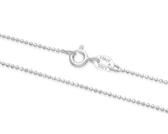 U Pick 1pc Sterling Silver Beaded Ball Chain Necklace 1mm Thin Small Silver/White Gold Women Necklace Jewelry Nickel Free 16 inch 18 inch