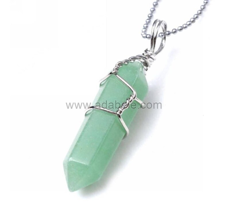 in Gift Bag #GGP-E8 Top Quality Natural Green Aventurine Healing Point Reiki Chakra Cut 18-20 Inch Gemstone Pendant Necklace 1pc