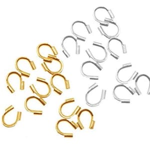 Pick 100pc/200pcs Wire Guard Thread Protector Loop Guardian Silver/18K Gold (Hole 0.5m/1.5mm for Necklace Bracelet Anklet DIY Jewelry Making