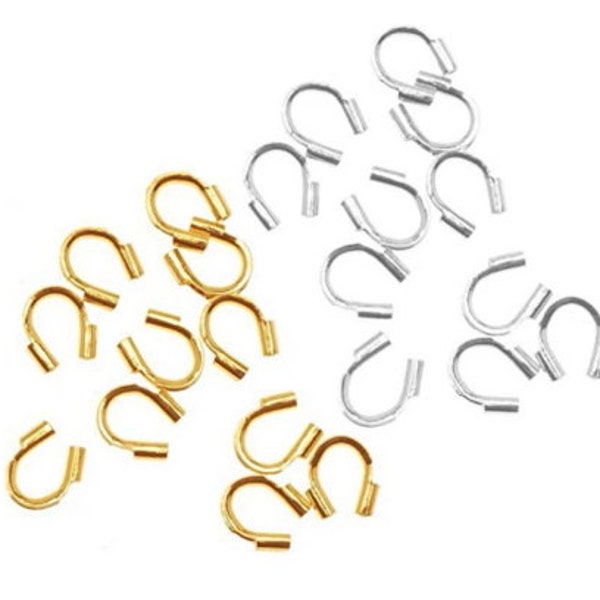 U Pick 100pc / 200pc Wire Guard Thread Protector Loop Guardian Silver / Gold (Trou 0.5m / 1.5mm) pour collier Bracelet Cheville Charm Bijoux Making