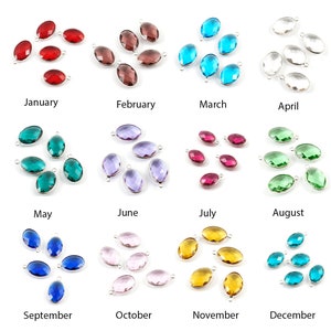 Pick 5pcs A Quality Birthstone Charms 18mm Large Sterling Silver Plated Plated Oval Crystal Pendant Drop Beads For DIY Craft Jewelry Making