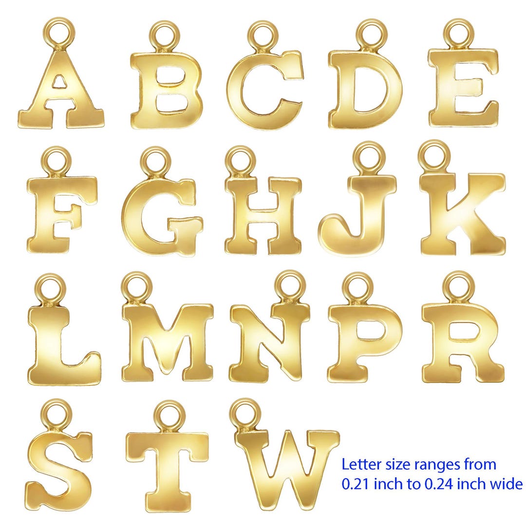 U Pick Real 1/20 14K Gold Filled Small Alphabet Letter Block Charm 5 ...