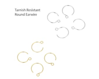 Pick 20pcs Hypoallergenic Tarnish Resistant Round Hoop Earring Hooks Sterling Silver Plated/Gold 15mm/20mm Ear Wire Earrings Jewelry Making