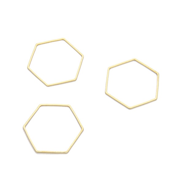 Pick 20pcs Raw Brass Hexagon Charm Geometric Component 20 26 30mm Beading Hoop Link No Plated/Coated For Earrings Necklace Jewelry Making
