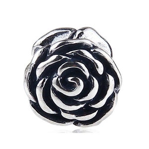 1pc Real 925 Sterling Silver Rose Flower Bead Charm for Charm Bracelet Necklace DIY Craft Jewelry Making Women Mom Birthday Gift