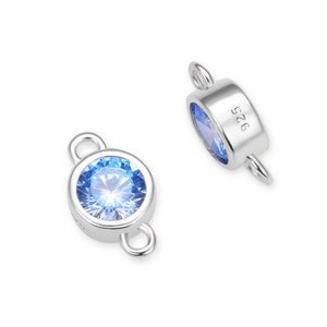 Pick 2pc Authentic 925 Sterling Silver Birthstone Link 4mm Small Tiny Cubic Zirconia Gemstone Charm Connector Women Girl Men Jewelry Making image 8