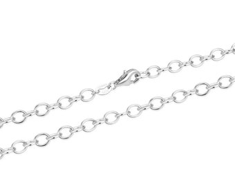 Pick 1pc 925 Sterling Silver Oval Link Cable Chain Necklace 3mm 4.2mm White Gold Strong Thick Women Men Jewelry Chain 18 inch 20" 26 Inch