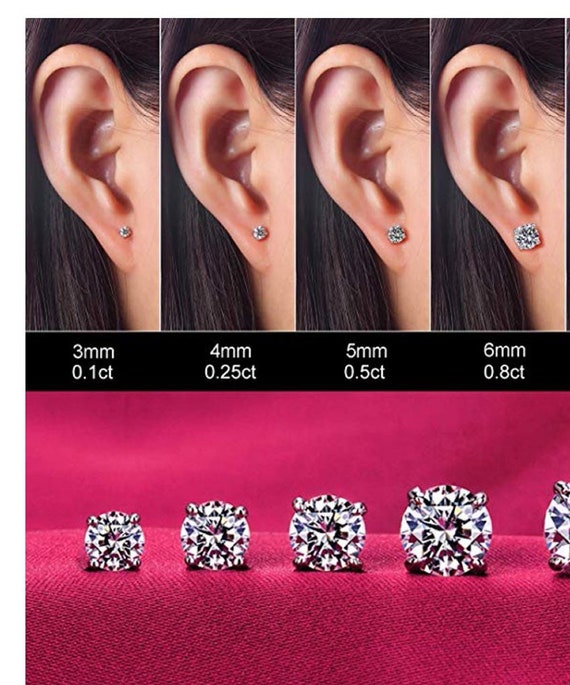 1 Paire Boucles d'oreilles Diamant Bijoux Femme,Argent Sterling