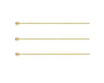 Lote de 20 alfileres con cabeza de bola rellenos de oro de 14 quilates 1/20 auténtico de 1 pulgada/1,5 pulgadas, finos, calibre 26/0,4 mm, resistentes al deslustre, para hacer joyas artesanales.