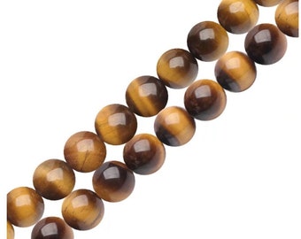 U Pick 1 Strand/15" Natural Grade A Golden Yellow Tiger Eye Healing Gemstone 4mm 6mm 8mm 10mm Round Stone Bead for Bracelet Jewelry Making