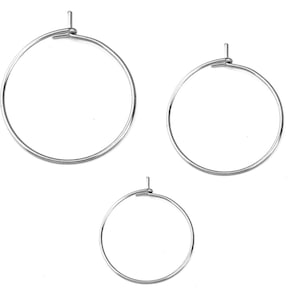 Pick 50pc/100pcs 316 Grade Surgical Stainless Steel Round Hoops 20/30/40/50mm for Earrings Pendant Wine Glass Charm DIY Craft Jewelry Making