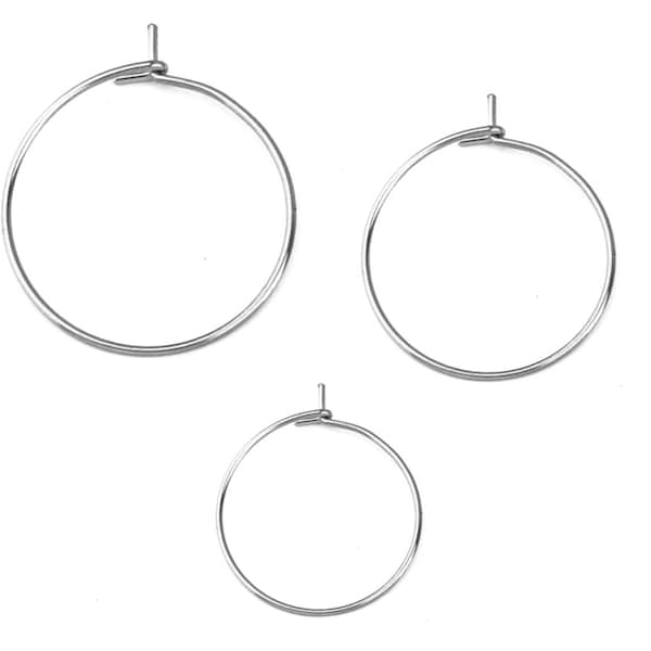 U Pick 50pc/100pc 316 Grade Surgical Stainless Steel Round Hoops 20 30 40 50mm for Earrings Pendant Wine Glass Charm Jewelry Making