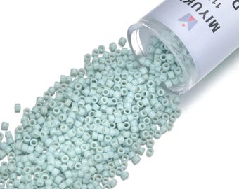 7.5 Grams Genuine Miyuki Delica 11/0 Seed Beads, Duracoat Opaque Pale Turquoise DB2356,  Approx 1500 Beads/Tube Peyote Stitch Loom Weaving