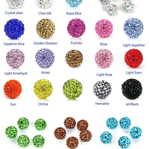 U Pick 25 pièces/50 pièces qualité A scintillant 10mm cristal boule disco strass perles rondes pour boucles d'oreilles bracelet collier chapelet bijoux fabrication de breloques