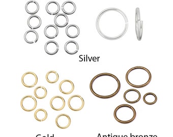 U Pick 200pc/400pc Open Round O Jump Rings 4mm 6mm 8mm 10mm 12mm Silver/Gold/Antique Bronze for Jewelry Craft Charm Making Findings Supplies