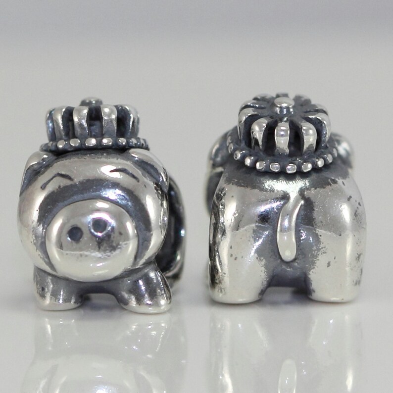 1pc Cute Sterling Silver Piggy King Charm Chinese Zodiac Charm fit All Charm Bracelets Women Girls Birthday Gifts #EC265