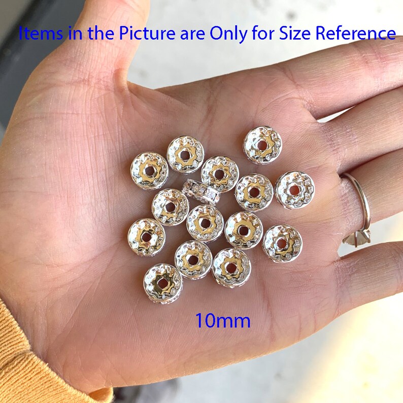 U Pick 100pc/200pc A Quality Sparkle Silver Rondelle Spacer Beads Crystal Clear Rhinestone 4mm 5mm 6mm 8mm 10mm 12mm for Jewelry Making image 8