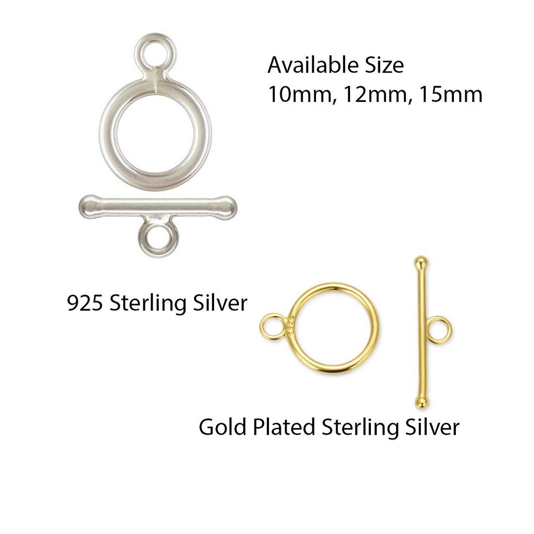 Pick 2 Set 925 Sterling Silver Round Toggle Clasp 10/12/15mm Silver ...