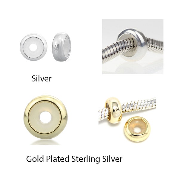 U Pick 2pc/5pc autentico argento sterling gomma fascino tappo distanziatore tallone misura 3mm catena braccialetto collana creazione di gioielli regalo di compleanno per le donne