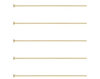 Lote de 20 alfileres de cabeza plana rellenos de oro de 14 quilates 1/20 auténtico de 1 pulgada/1,5 pulgadas, finos, calibre 26/0,4 mm, resistentes al deslustre, para hacer joyas artesanales.