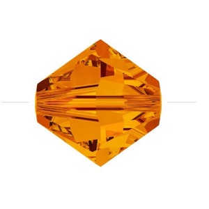 U Pick 100pc/200pc Preciosa 3mm 4mm 6mm Sun Orange Bicone Crystal Beads Compatible with Swarovski Crystal 5301/5328 for Jewelry Charm Making