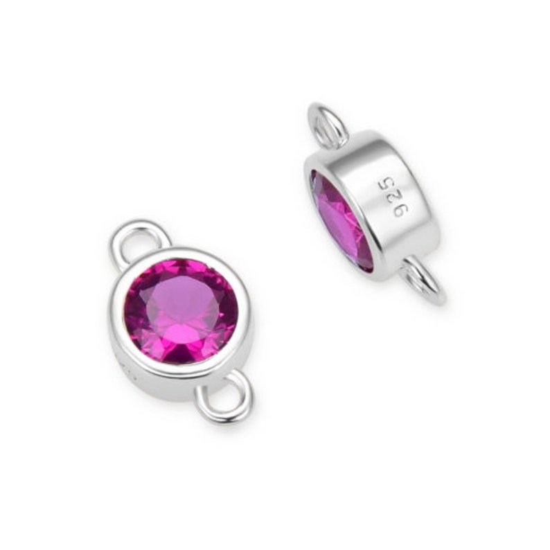 Pick 2pc Authentic 925 Sterling Silver Birthstone Link 4mm Small Tiny Cubic Zirconia Gemstone Charm Connector Women Girl Men Jewelry Making image 10