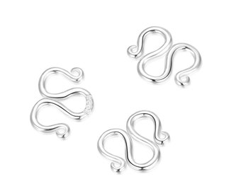 U Pick 10pc/30pc 925 Sterling Silver M Hook Eye Clasp 9mm 10mm 12.5mm Open Connectors for Necklace Bracelet Anklet Jewelry Making