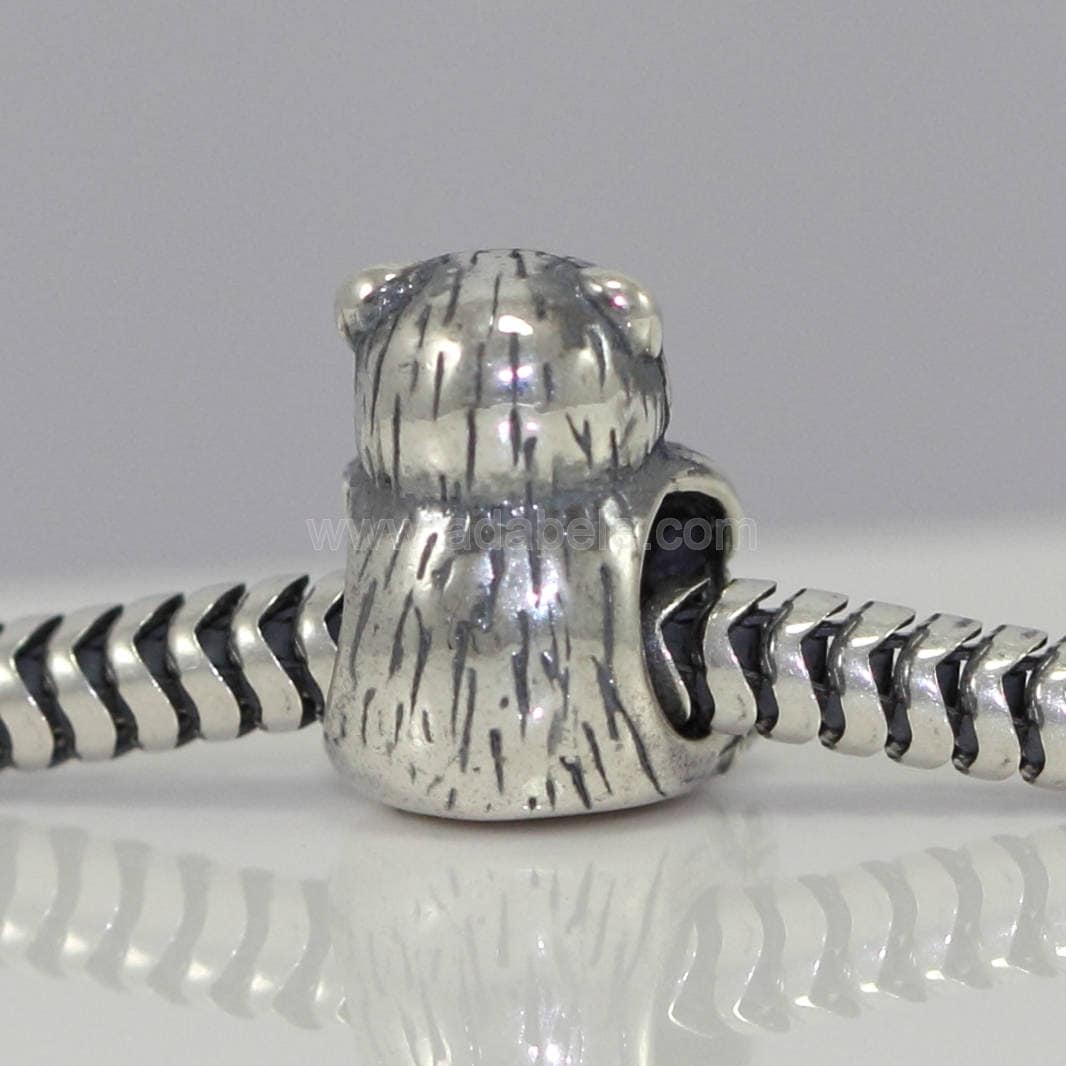 Ciondolo in argento sterling 925 con orso polare, perline d