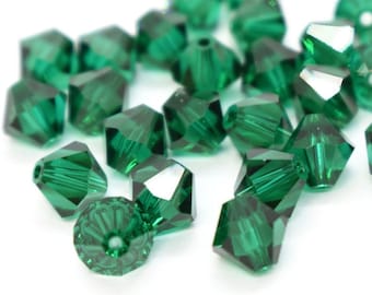 U Pick 100pc/200pc Preciosa 3mm 4mm 6mm Emerald Green Bicone Crystal Bead Compatible with Swarovski Crystals 5328 for Jewelry Charm Making
