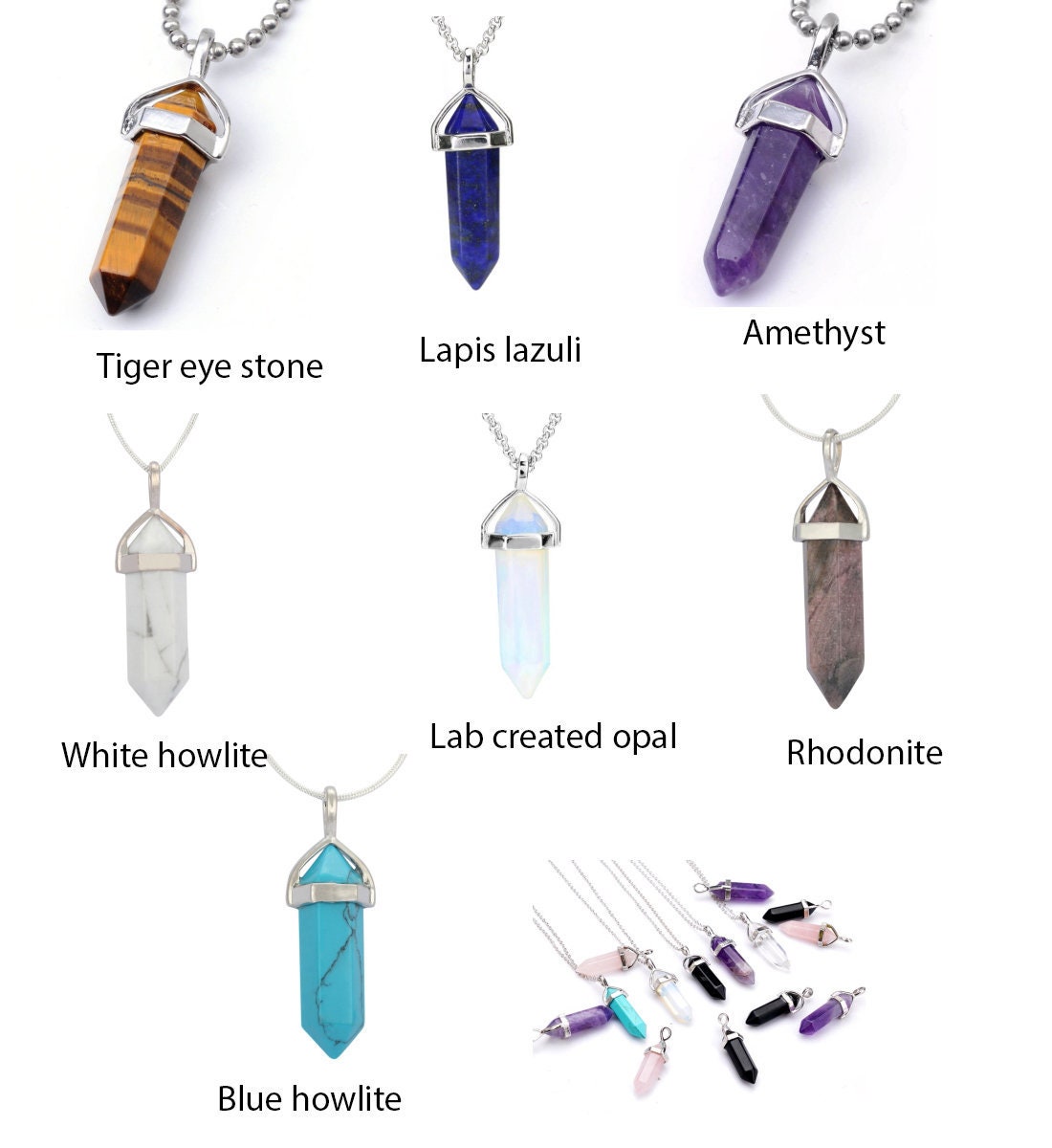 Gemstone Pendant Necklace Gift Natural Quartz Crystal Point Chakra Healing  Stone | eBay