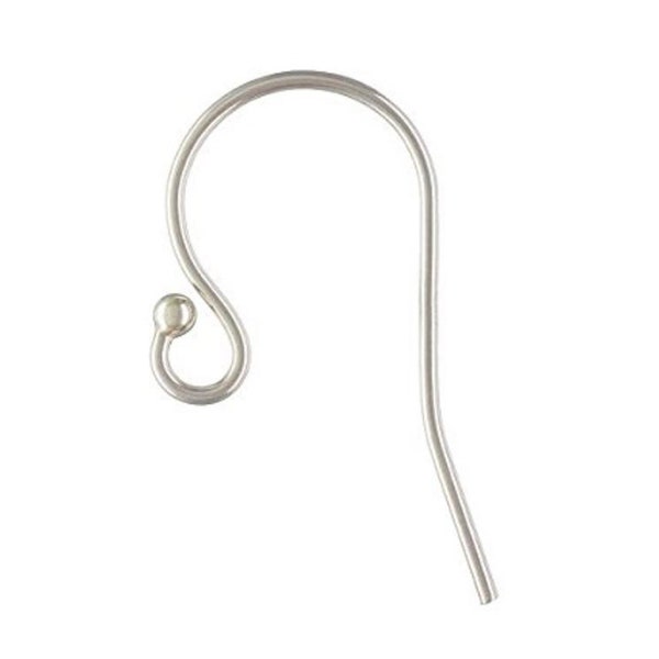 U Pick 20pc/50pc Authentic Sterling Silver 20mm Ear Wire Ball Dot Fish Earring Hooks (Wire Gauge 0.5mm 0.6 0.7 0.8 0.9mm) for Jewelry Making