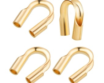 Pick 20pcs Real 1/20 14K Gold Filled Wire Guard Thread Protector Guardian Cable Thimble Hole ID 0.5mm/0.8mm/1.14mm For DIY Jewelry Making