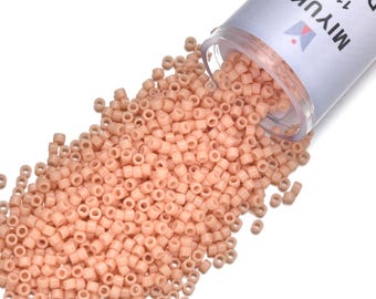 7.5 Grams Genuine Miyuki Delica 11/0 Seed Beads, Duracoat Opaque Tea Rose (Pink) DB2111,   Approx 1500 Beads/Tube Peyote Stitch Loom Weaving