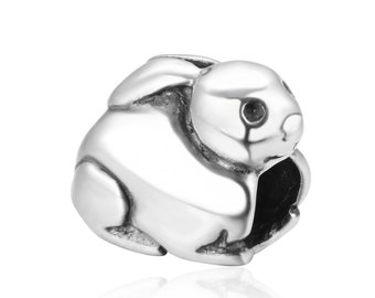 1pc Cute Authentic Sterling Silver Easter Bunny Rabbit Animal Bead