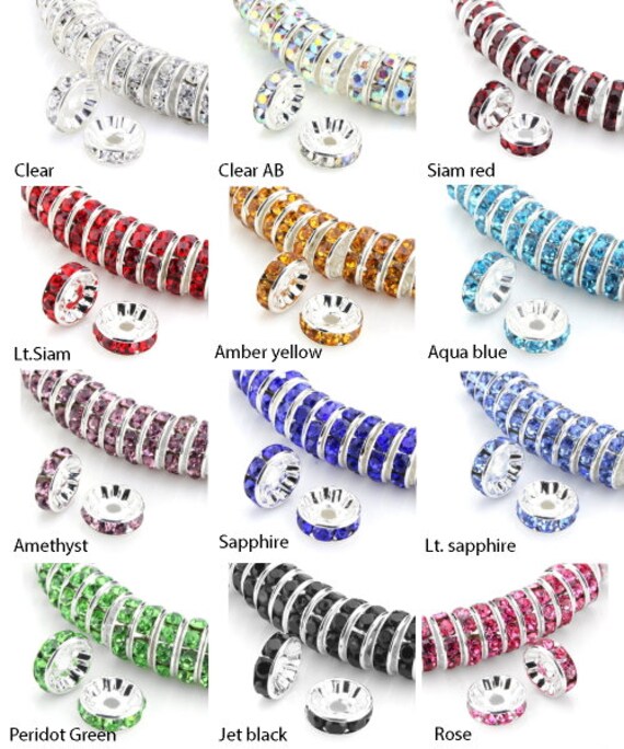 10 Perles Rondes Strass 10mm - Sapphire AB - Neuf - Pour Création Bijoux, Déco